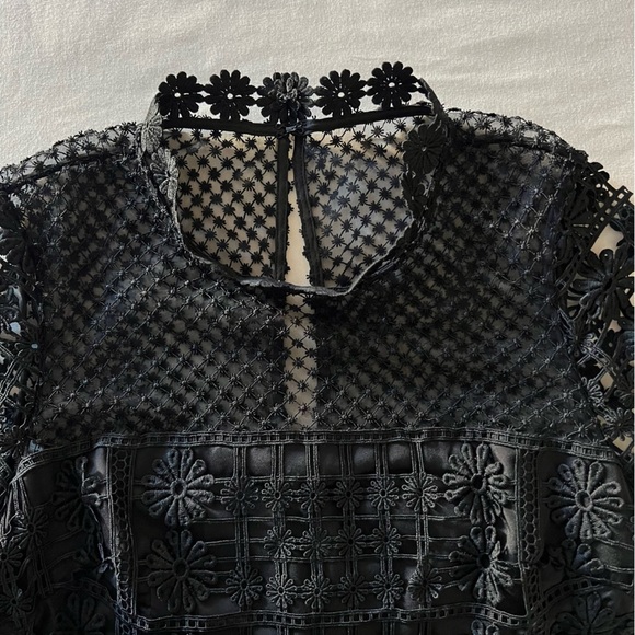 Self-Portrait Floral Lattice Lace Dress in Black - Picture 9 of 16